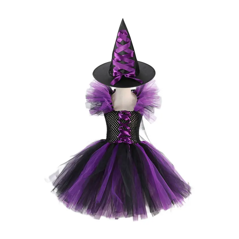 thumbnail image 1 of Disfraz de maléfica de bruja para niñas, vestido de malla negra de lujo, Reina demonio, bruja, Halloween, Carnaval, ropa de fiesta, 1 of 5