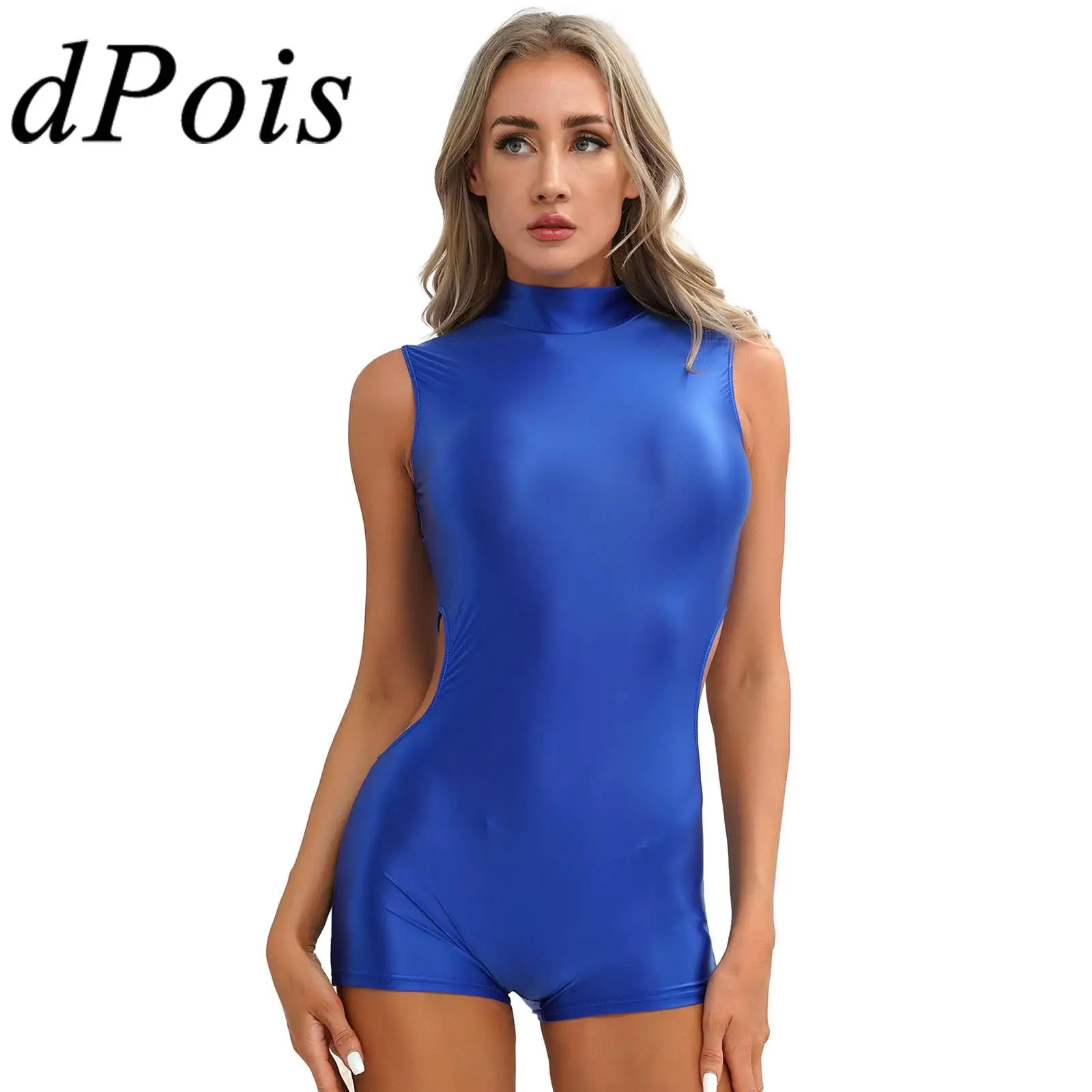 

Women's Stretchy Glossy Swimwear One-piece Sleeveless Tight Bodysuit Swimsuit for Woman Yoga Fitness Workout Slim Fit Jumpsuit