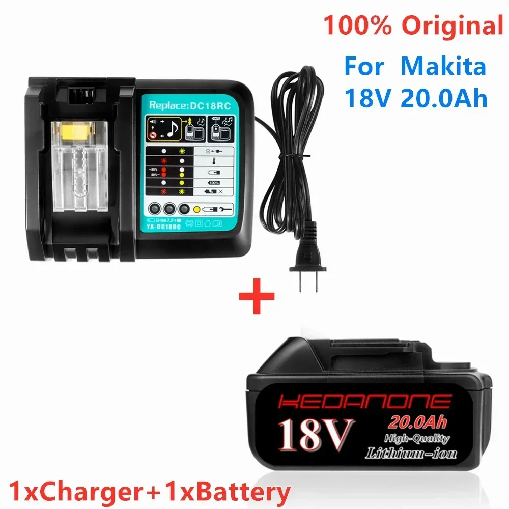 

18V 20.0Ah Rechargeable Battery 20000mah LiIon Battery Replacement Power Tool Battery for MAKITA BL1860 BL1830+3A Charger