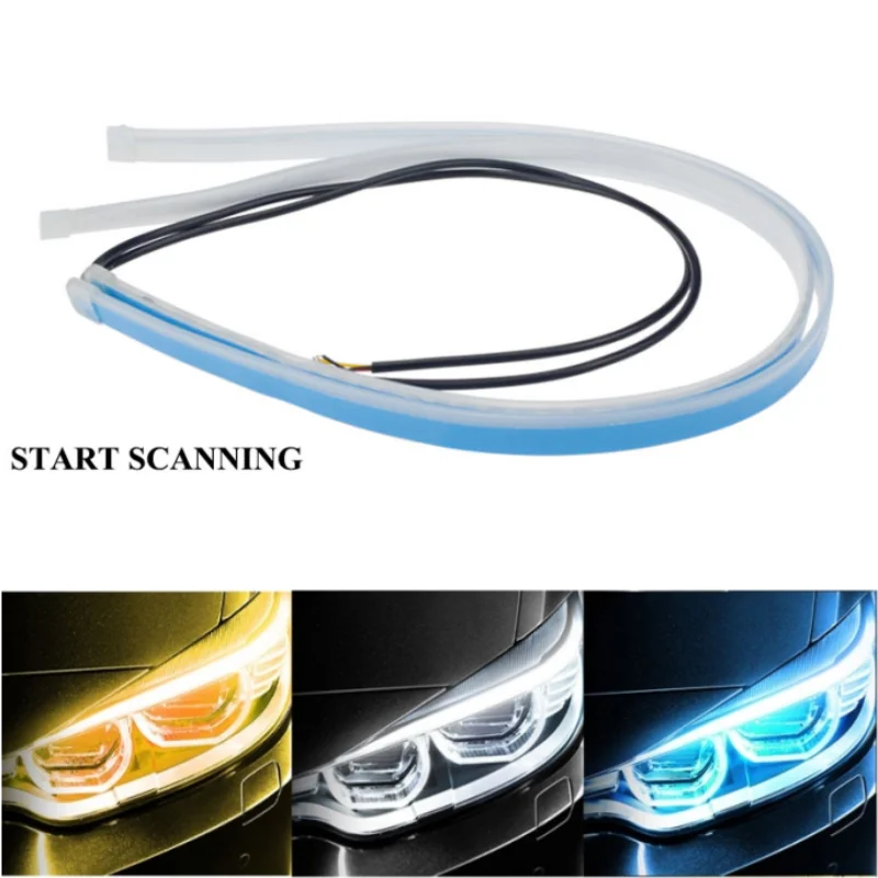 2PCS Led DRL Daytime Running Lights Turn Signal Flexible LED White DRL