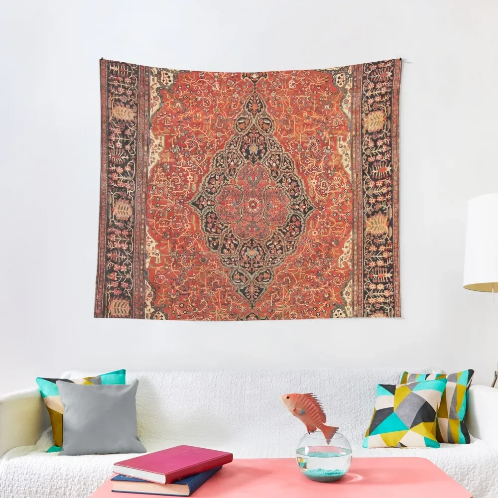 

Antique Persian Sarouk Farahan Rug Print Tapestry Wall Decor Room Decore Aesthetic Tapestry