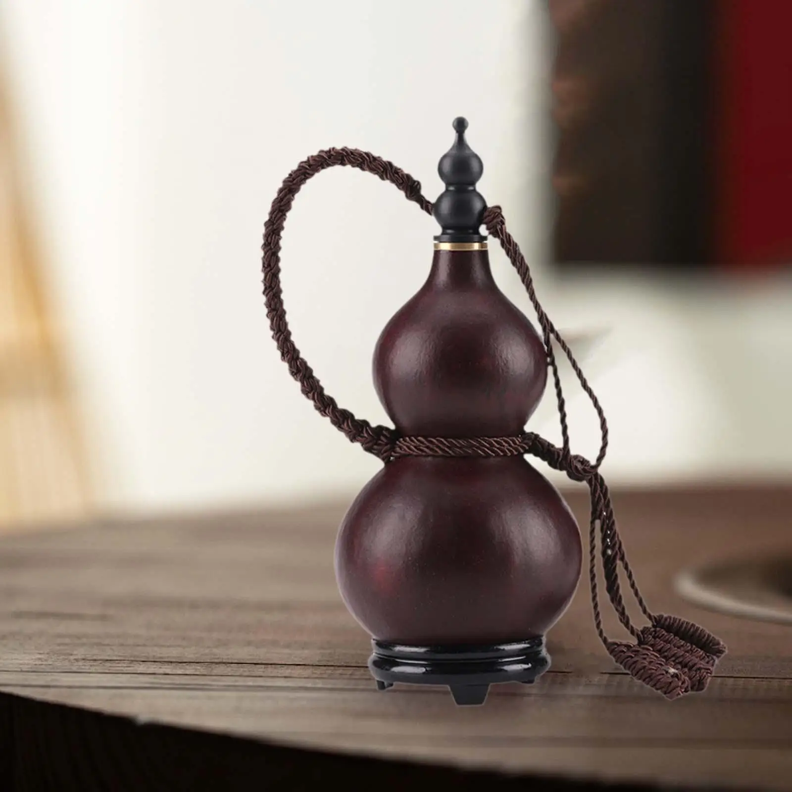 Gourd Bottle with Braided Rope Practical Drink Holder for Camping Table Yard
