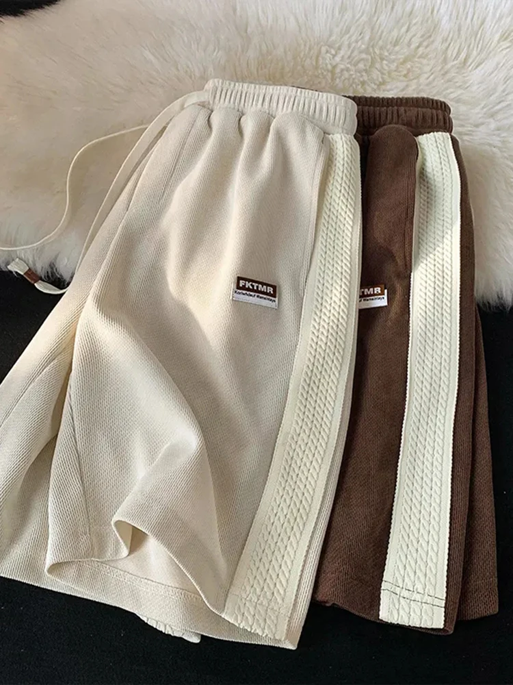 

Jmprs Summer Women Sports Shorts Fashion Patchwork Striped Sweat Shorts High Waist Loose Student Shorts
