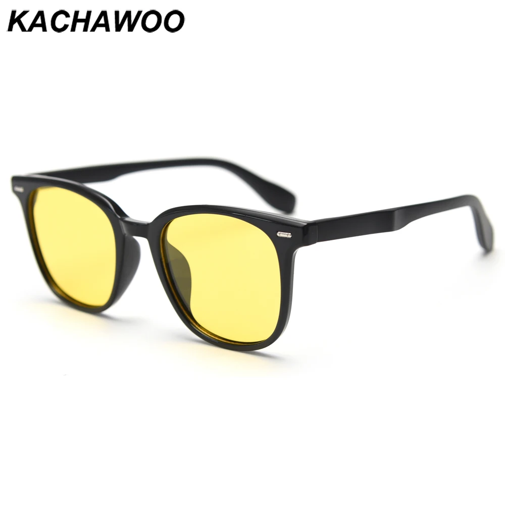 

Kachawoo polarized sunglasses tr90 frame yellow black pink fashion square sun glasses for men women Summer unisex Korean style