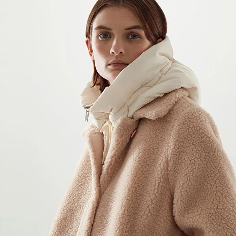 Winter Ultralight Down Hooded Hats for Women Men Warm Ring Balaclava Hat Neck Zippper Drawstring Coat Scarf Short Tank_voghion.com