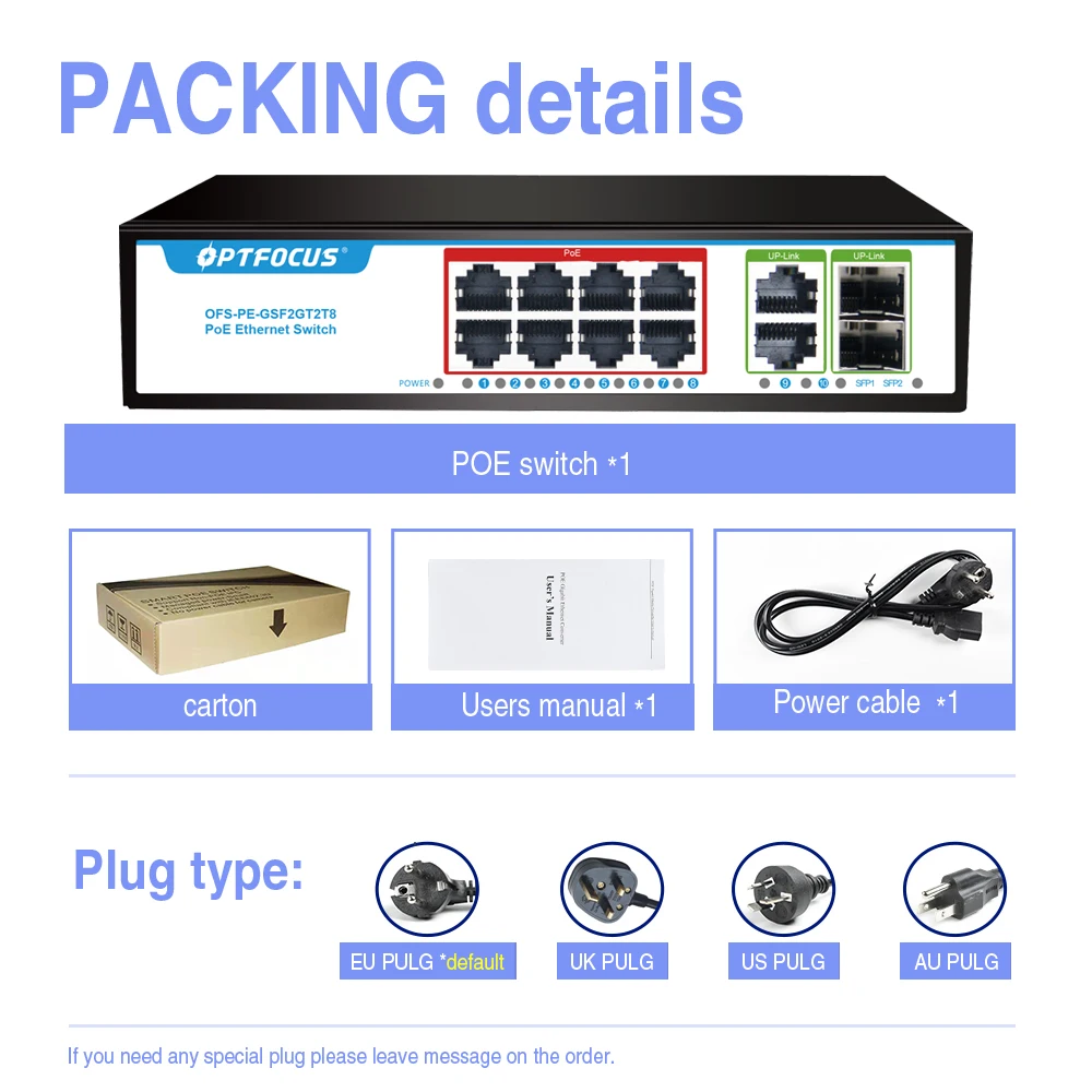 Gigabit Poe Mais Rj45 Mais Interruptor Sfp Durável 120w 48v Optolfus8 - Imagem 6