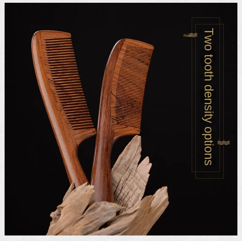 Pente de Madeira do Agregado Super Denso Dente Sândalo Pente Piolhos Longo Cabelo Reto Familiar Feminino Anti-estático Depilação Dia Presente 0.06cm 15 Home & Garden