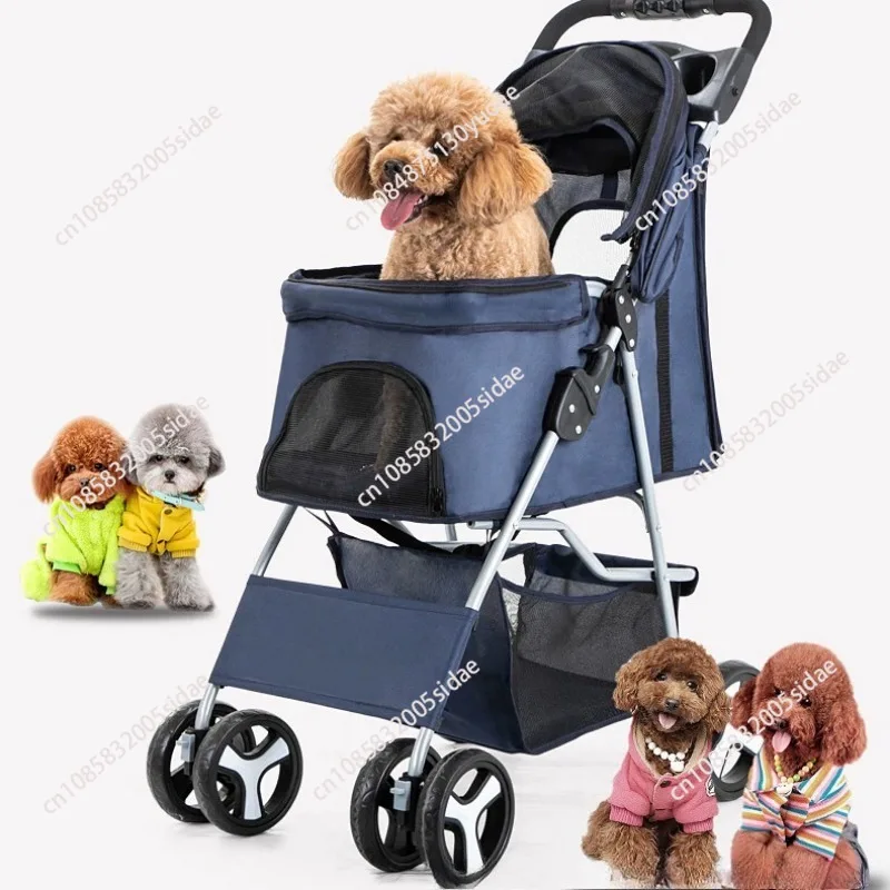 Poussette Chien Et Chat Extra Large - Pliable, Amovible, Cage De Transport à Roulettes