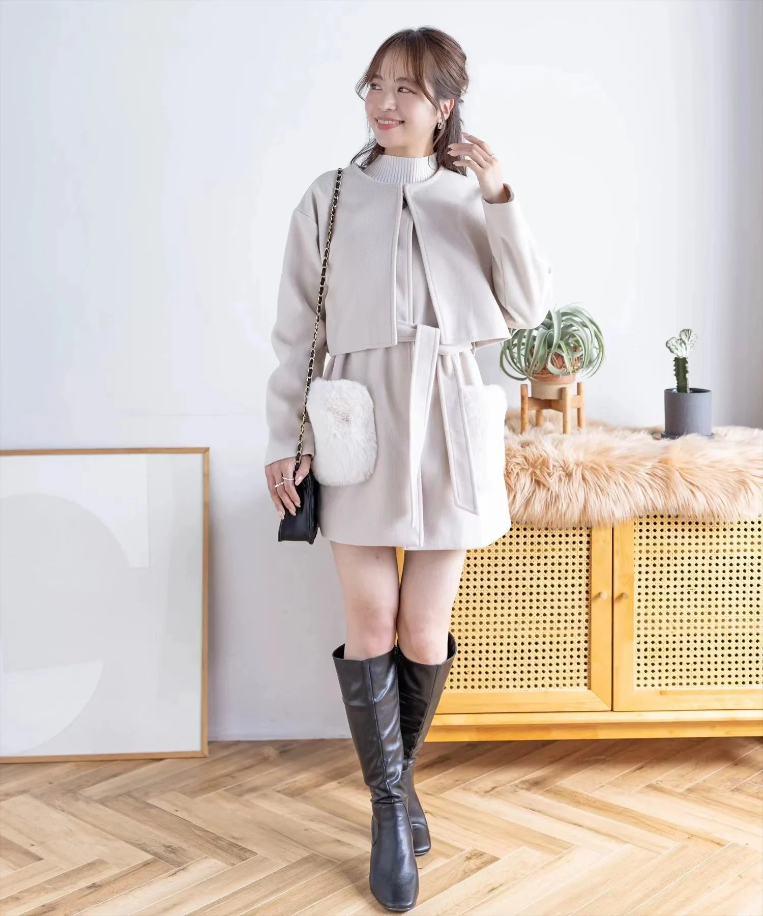 Suit Skirts Rich Gold Elegant Socialite Adult Lady like Woman Style Woolen Skirt Three-Piece Set for Women Autumn Winter