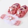 New Baby Shoes Headband Set Cute Flower Toddler Shoes for Girls Soft Sole Anti Slip Baby Girl Shoes First Walkers for 0-18m Kids 1