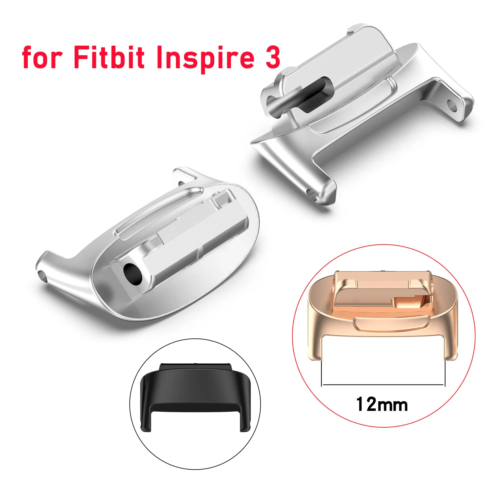 Stainless Steel 12mm Replaceable Connector Adapter for Fitbit Inspire Watch Accessories