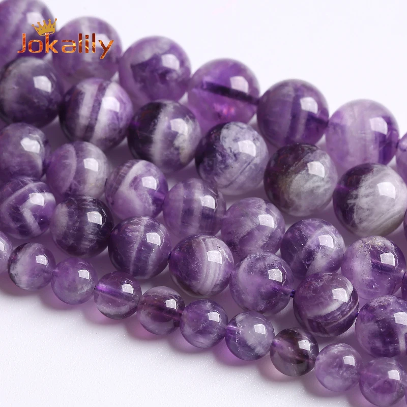

Natural Dream Lace Amethysts Round Beads Purple Crystal Loose Bead For Jewelry Making DIY Bracelet Accessories 4 6 8 10 12mm 15"