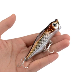 Leurre Popper classique rigide avec yeux 3D, appât artificiel idéal pour la pêche au bar, Crankbait, avec hameçons 6 #, 92mm, 17g, 1 pièce 