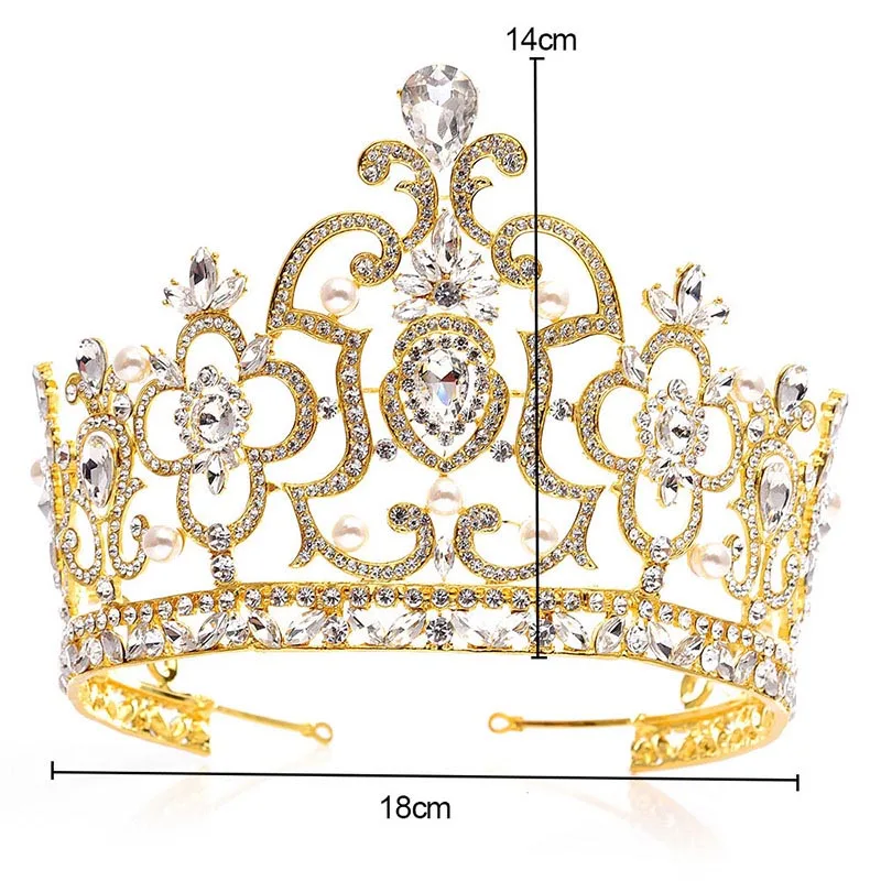 Big Crown for King and Queen Princess Pageant Tiaras and Crowns Rhinestone Headbands for Women Bride Wedding Hair Accessories