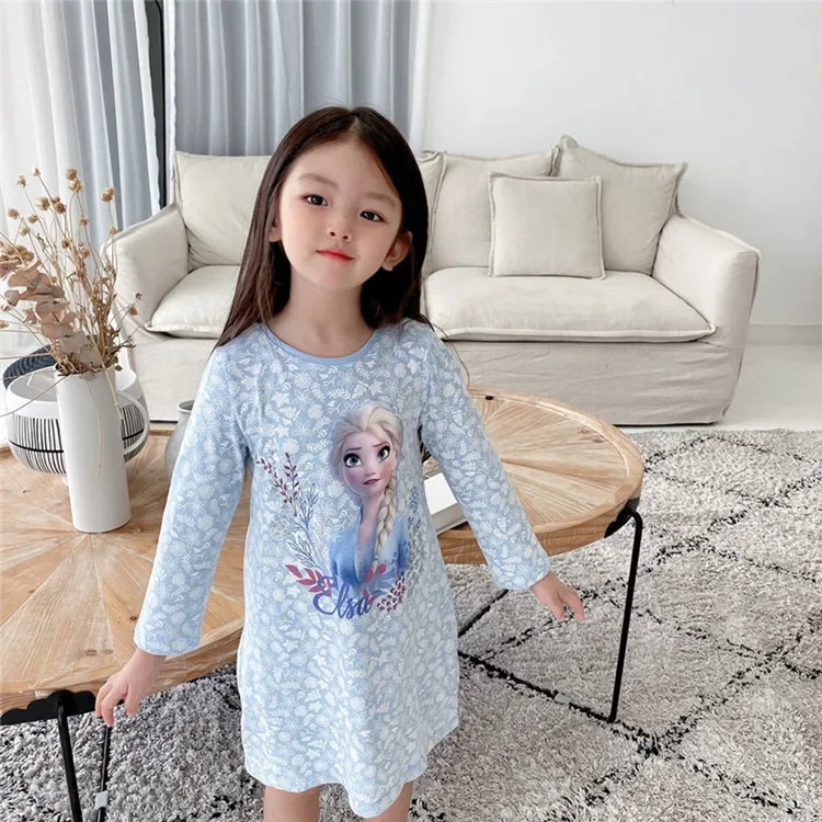 

Kids Girls Dresses Cartoon Frozen Elsa Princess Spring Autumn Costume Party Formal Ball Gown Pyjamas Sleepwear Home Nightgown