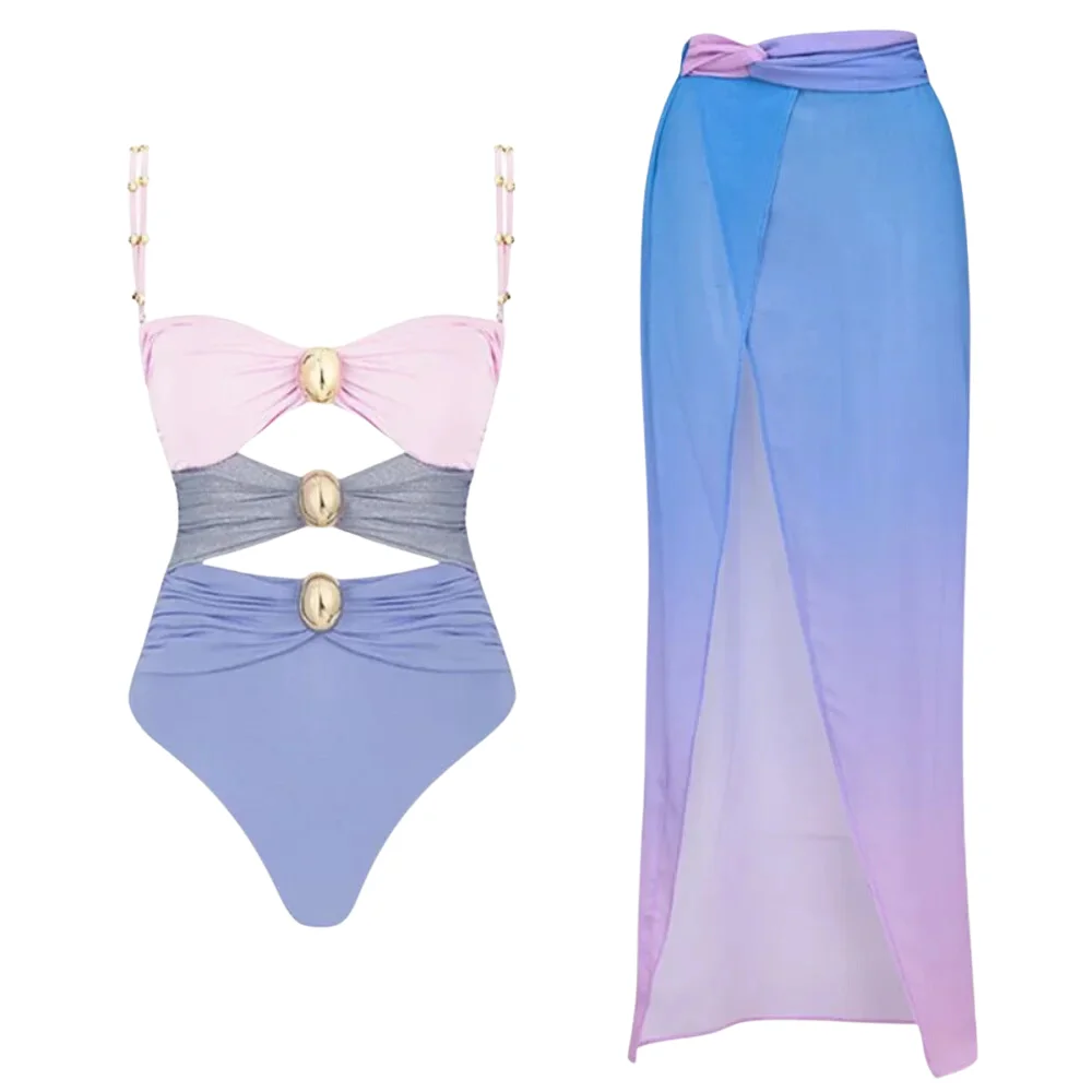 2024 New Women's swimsuit set Vacation One Piece Cover Up Swimwear Beach dress Bathing Suit Monokini  bikinis sets two-pieces