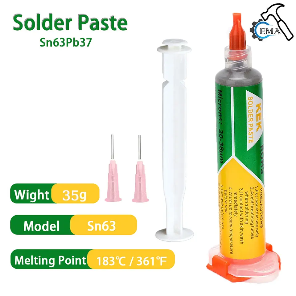 Sn63Pb37 Leaded Solder Paste 183°C Syringe Solder Paste 20g 35g 50g Optional for BGA Reballing Phone PCB Repair image 7