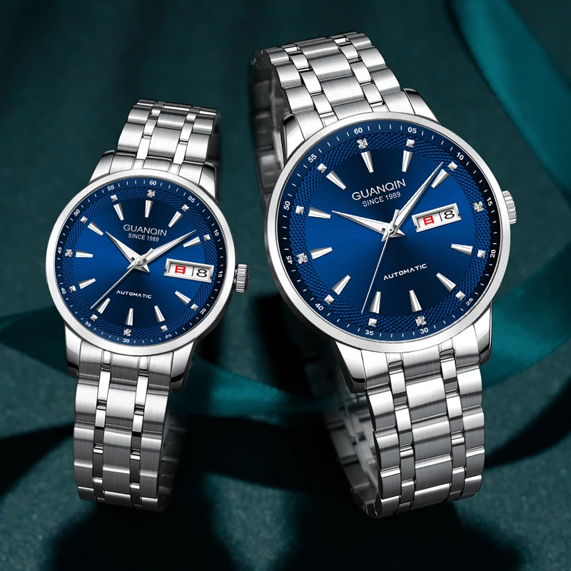 Guanqin tungsten steel watch, couple's fully automatic mechanical watch, men's waterproof fashion, business trend watch