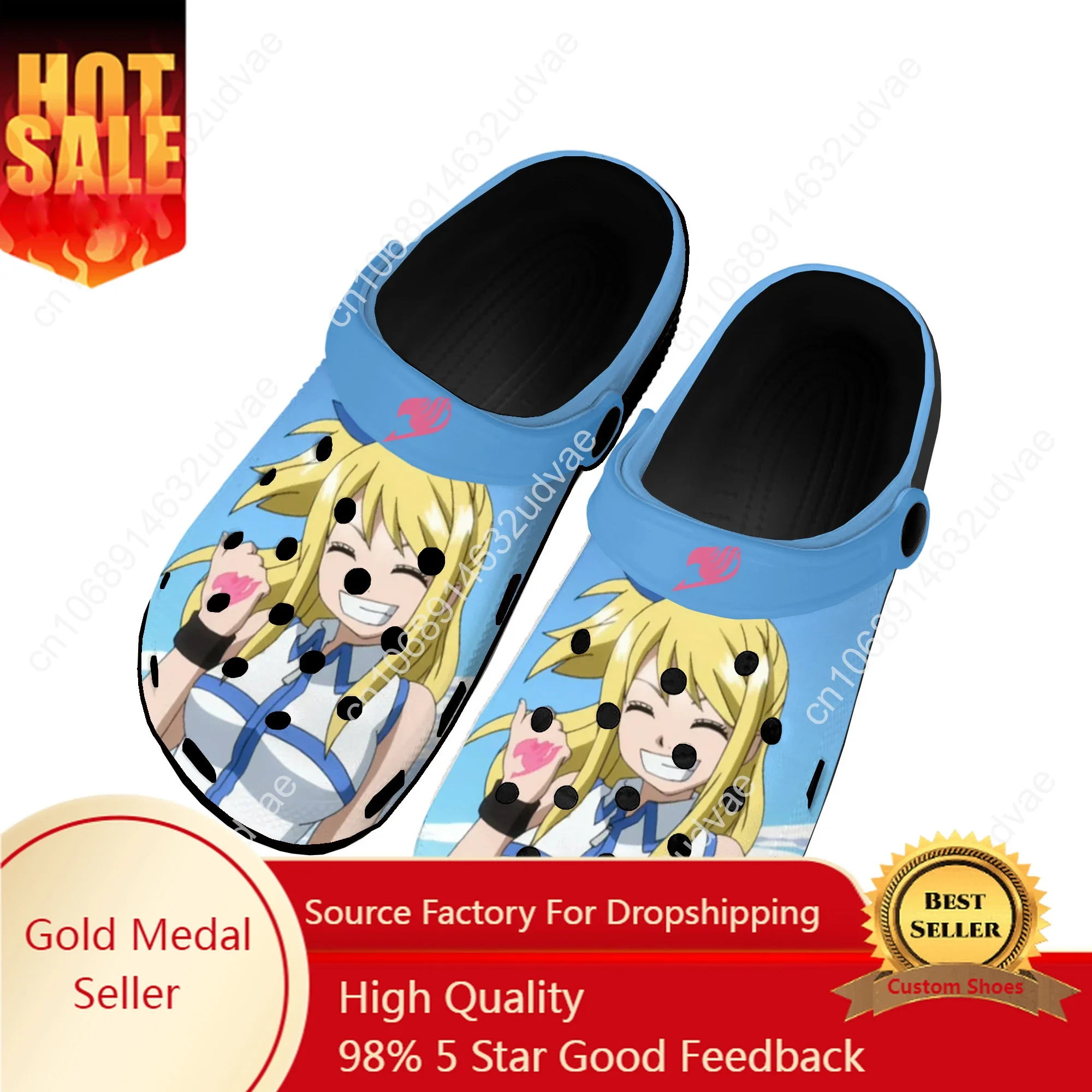 

Anime Fairy Tail Lucy Heartfilia Home Clogs Custom Water Shoes Mens Womens Teenager Shoe Garden Clog Beach Hole Black Slippers