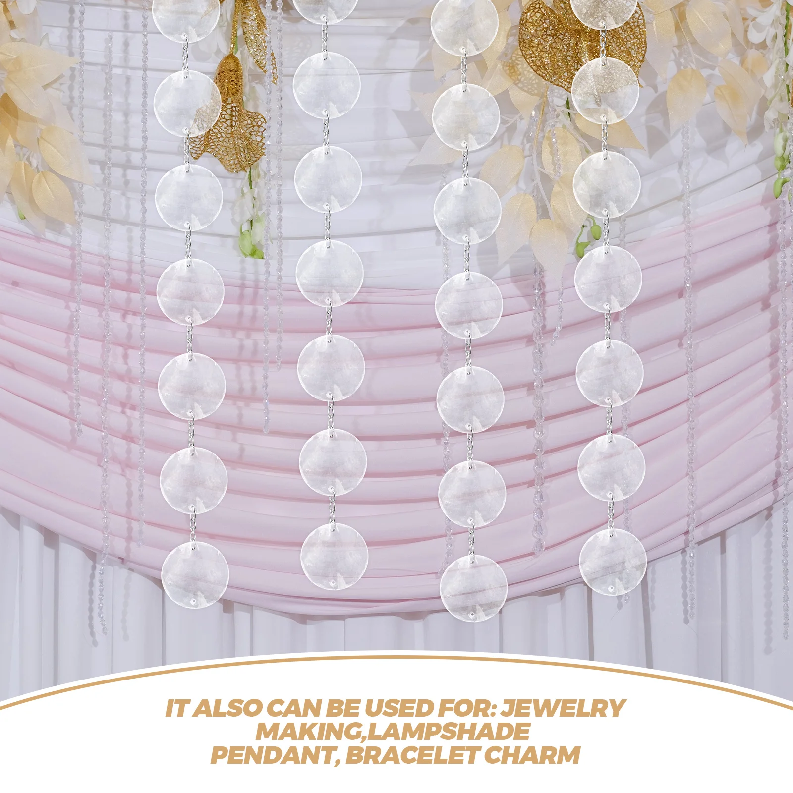 100 Pcs Shell Sheet Decoration Round Pieces Handmade Wind Chime Shells Slice Decorative Charms Hanging Accessory Jewelry