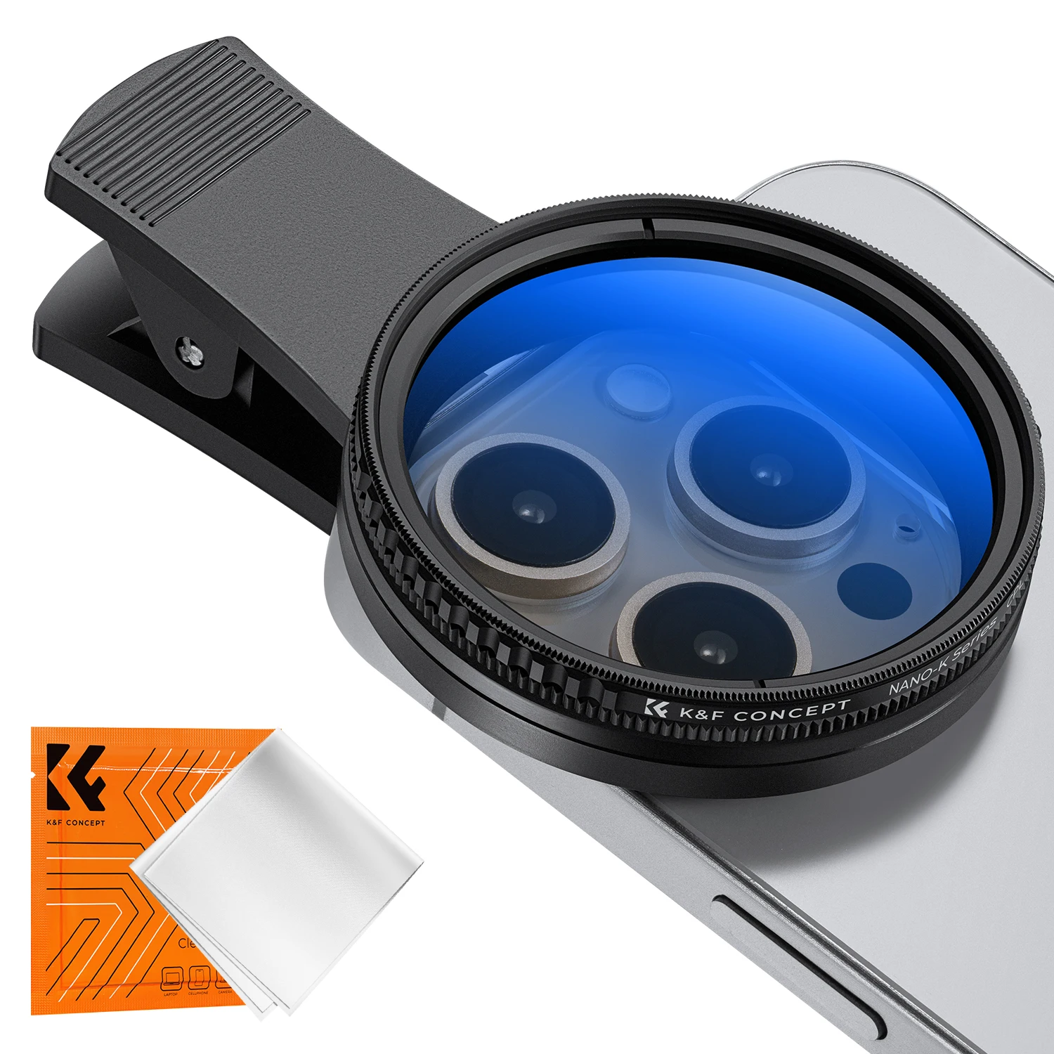 K&F CONCEPT Clip-On Circular Polarizer Filter 52mm for Phones and Camera Lenses