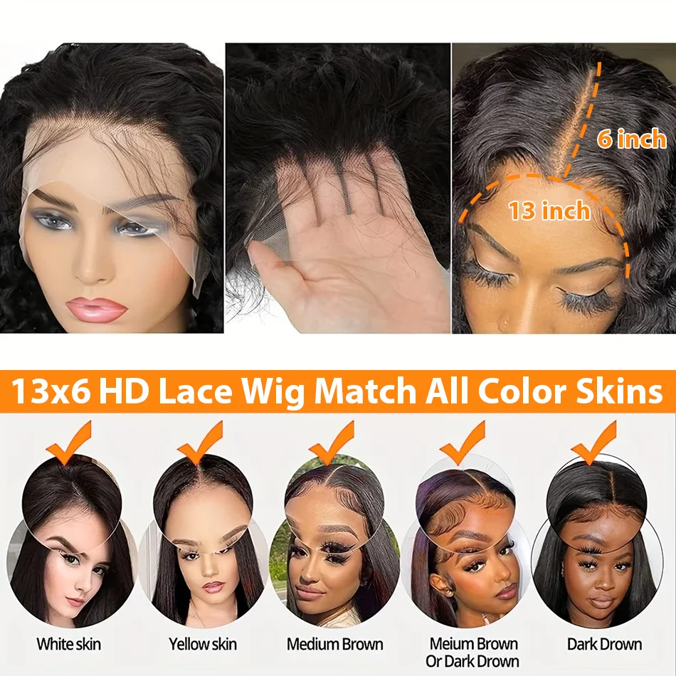 Lakeisha 250% Burmese Deep Wave Curly 13x6 HD Lace Front Human Hair Wig Water Wave 30 40 Inches 5x5 Lace Frontal Wig Pre Plucked 5