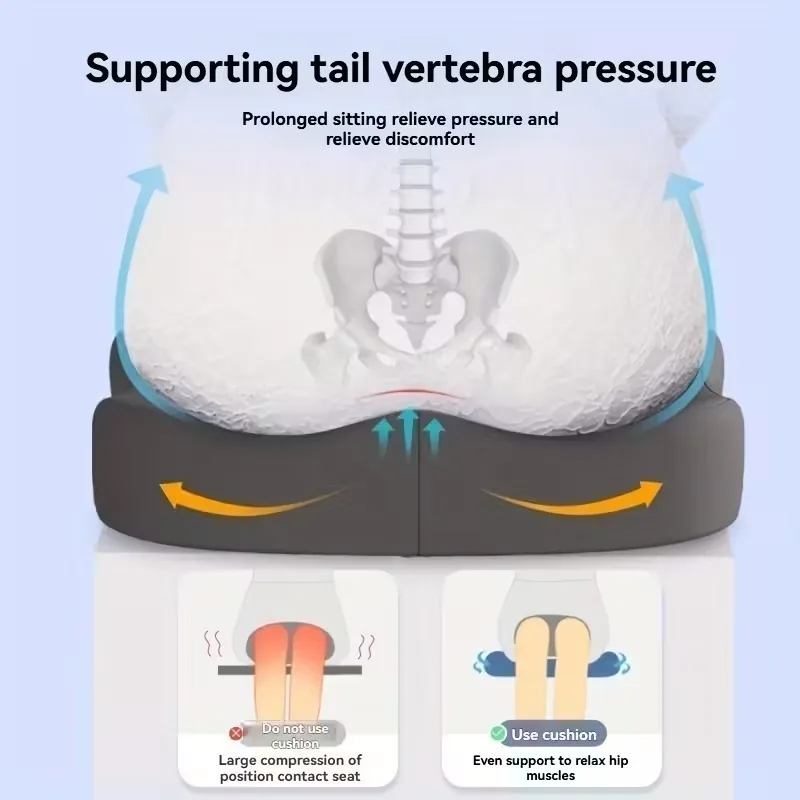인체공학적 메모리폼 시트쿠션 자동차 및 사무실 의자용 꼬리뼈 지지대 세탁 가능 부드러운 충전재 내구성 있는 패브릭 커버로 편안함 제공