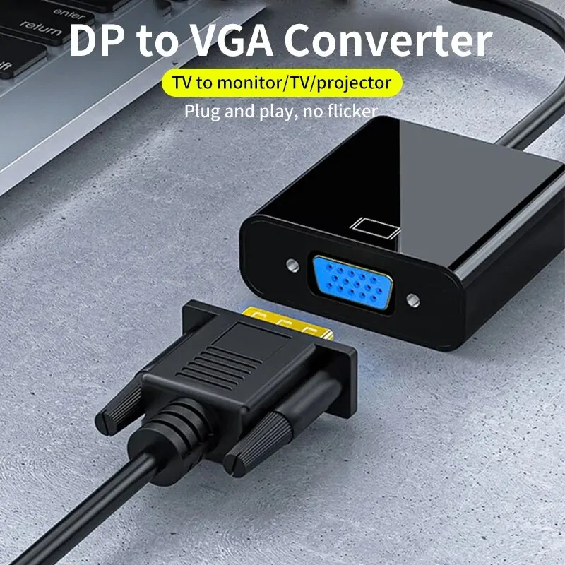 DP to VGA 케이블 디스플레이 포트 to VGA 어댑터 변환 HD 비디오 케이블, TV 모니터 노트북 컴퓨터 프로젝터용