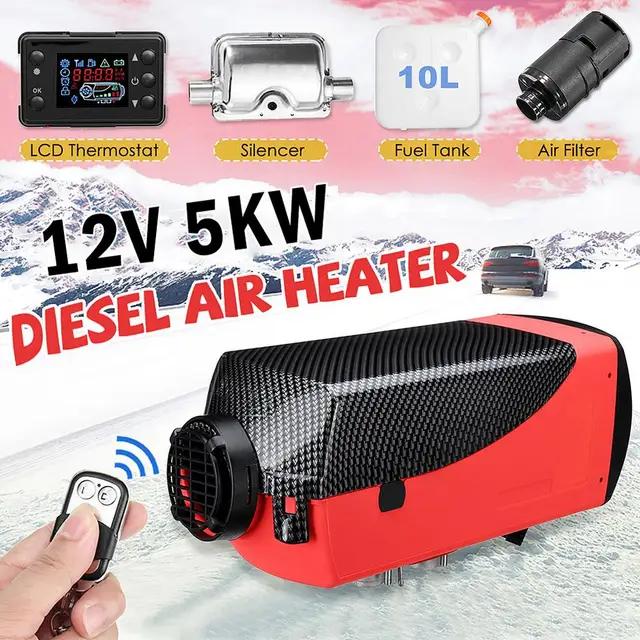 Chauffage Vehicule Diesel 12V 5KW LCD Monitor Air Fuel Heater Chauffage  d'appoint pour Car Truck Bus Boats Trailer