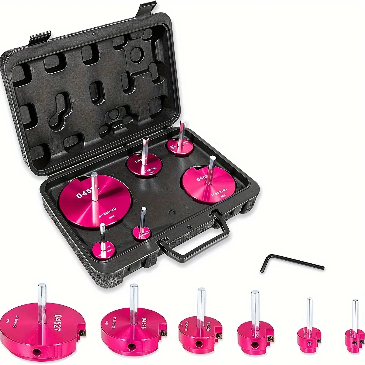 6 Pcs Plastic Pipe Fitting Reamer Contains 1'', 1.25'',1.5'', 2'', 3", 4'' For into Standard 1/2" Drills PVC Pipe Reamer Tool