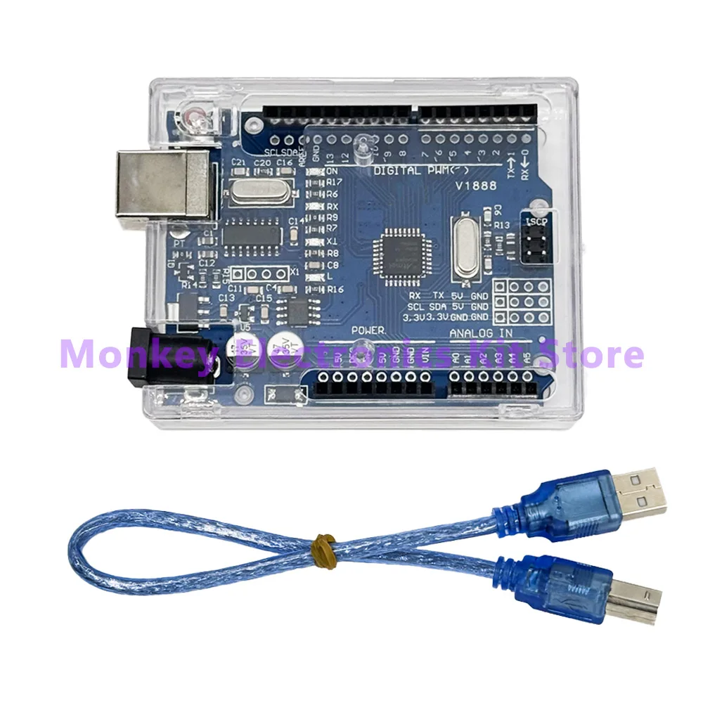 Enhanced R3 Development Board with CH340G and MEGA328P SMD Chip - Includes USB Cable