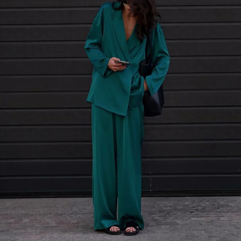 

Ins style 2022 new fashion casual drape Satin suit pants two piece suit women's high end