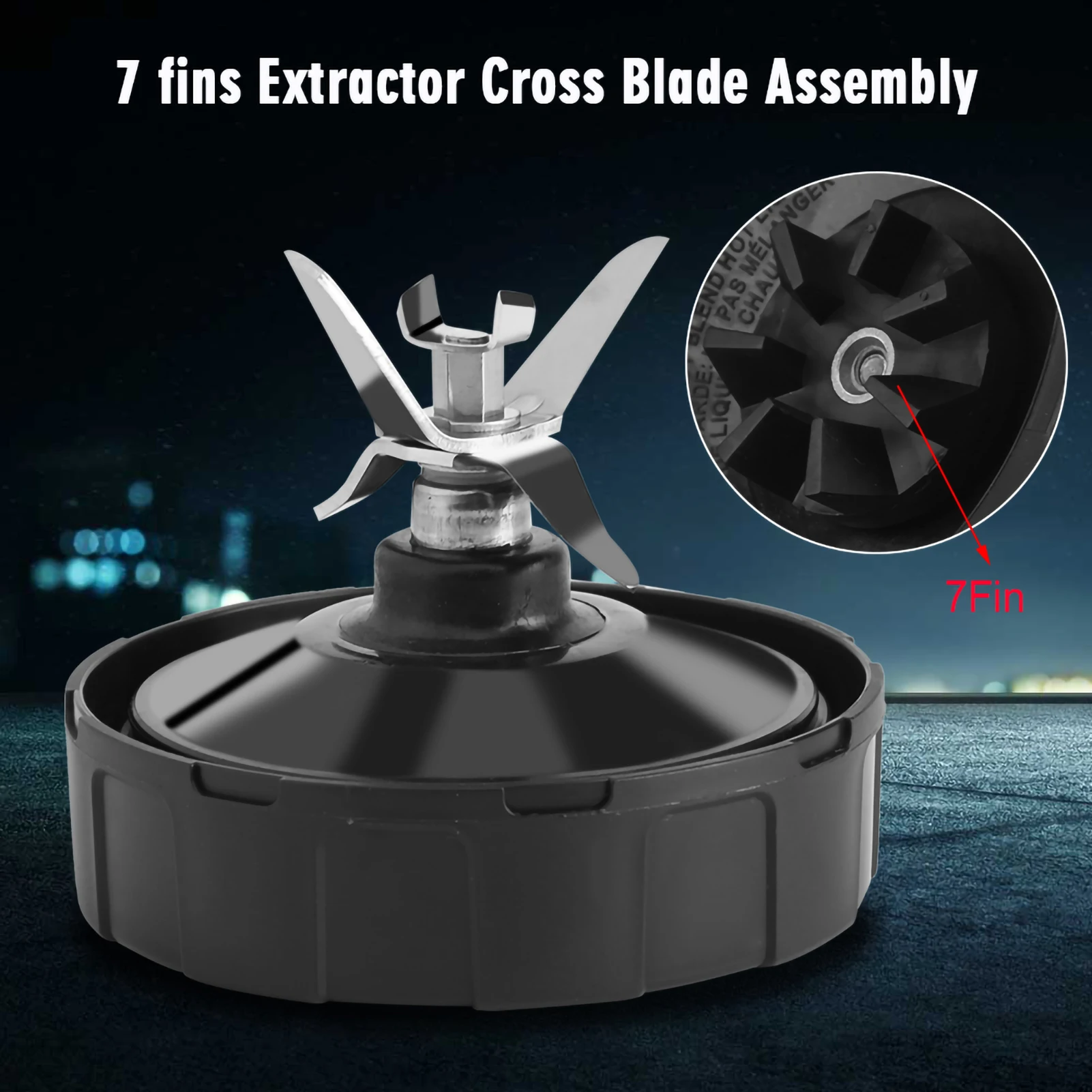 Blender Replacement Blade 1000W 1500W Blender Juicer Replacement Juice Extractor Bottom Blade Assembly with 7 Fins