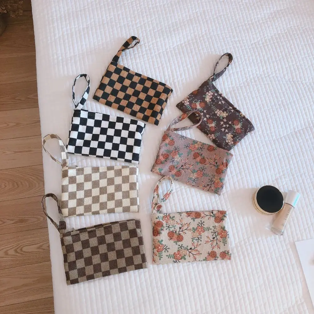 

Corduroy Cute Student Stationery Toiletry Bag Checkerboard Makeup Bag Makeup Organizer Cosmetic Case Cosmetic Bag