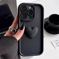 Charming 3D Love Heart Silicone Case with Camera Lens Protection and Shockproof Design for Xiaomi 17T Pro (Black)