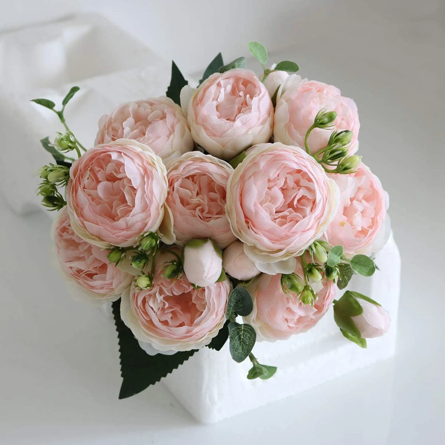 Künstliche Blumen, gefälschte Rosen, Seiden-Pfingstrosen, Valentinstag, Festival, Dekoration, Party, Vase, Zuhause, Zimmer, Hochzeit, Brautsträuße, DIY-Geschenke