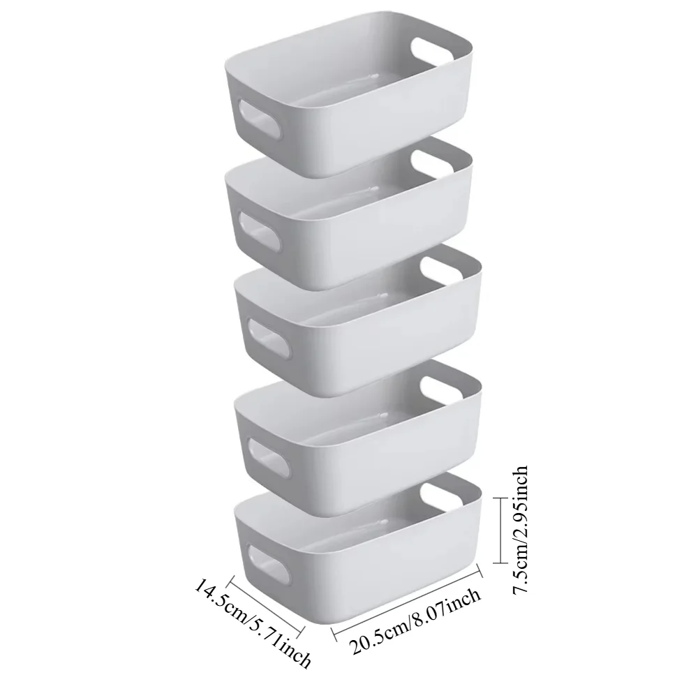 5pcs Stackable Storage Box Set, Rectangular Plastic Organizer - Image 3