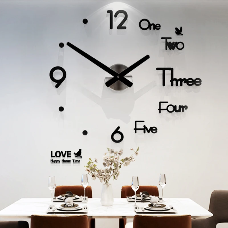2022New Fashion 3D big size wall clock mirror sticker DIY brief living room decor meetting room wall clock