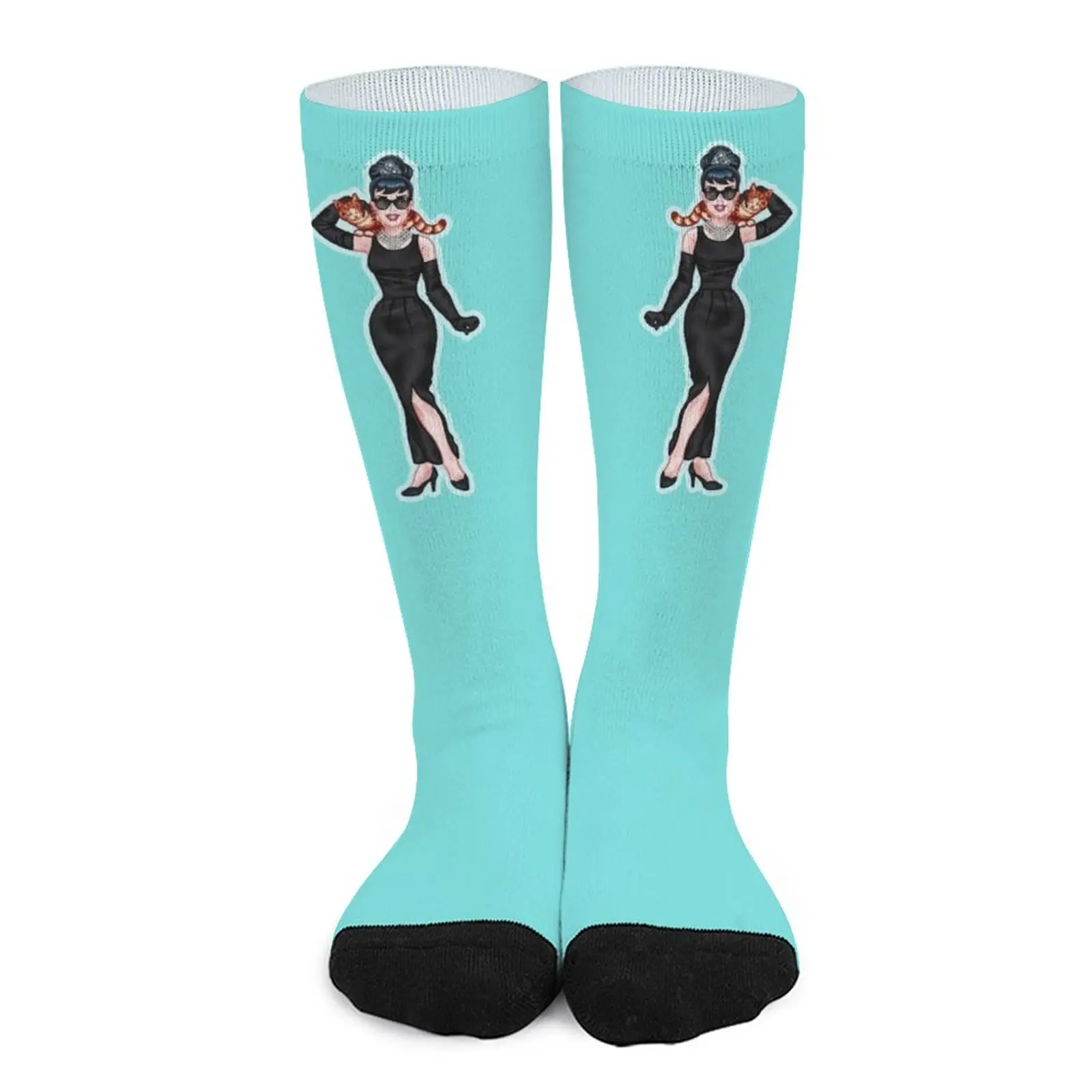 calf sleeve women leg sleeves elastic sports socks shin guard youth basketball compression Audrey Hepburn Tiffanys iconic dress Socks Stockings compression funny sock sports and leisure Women's warm socks