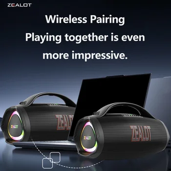 Zealot S98 160W Wireless speaker, Outdoor Portable Subwoofer Speaker, Hifi Sound quality,Dual Pairing, Fast Charging,36000mAh. 6
