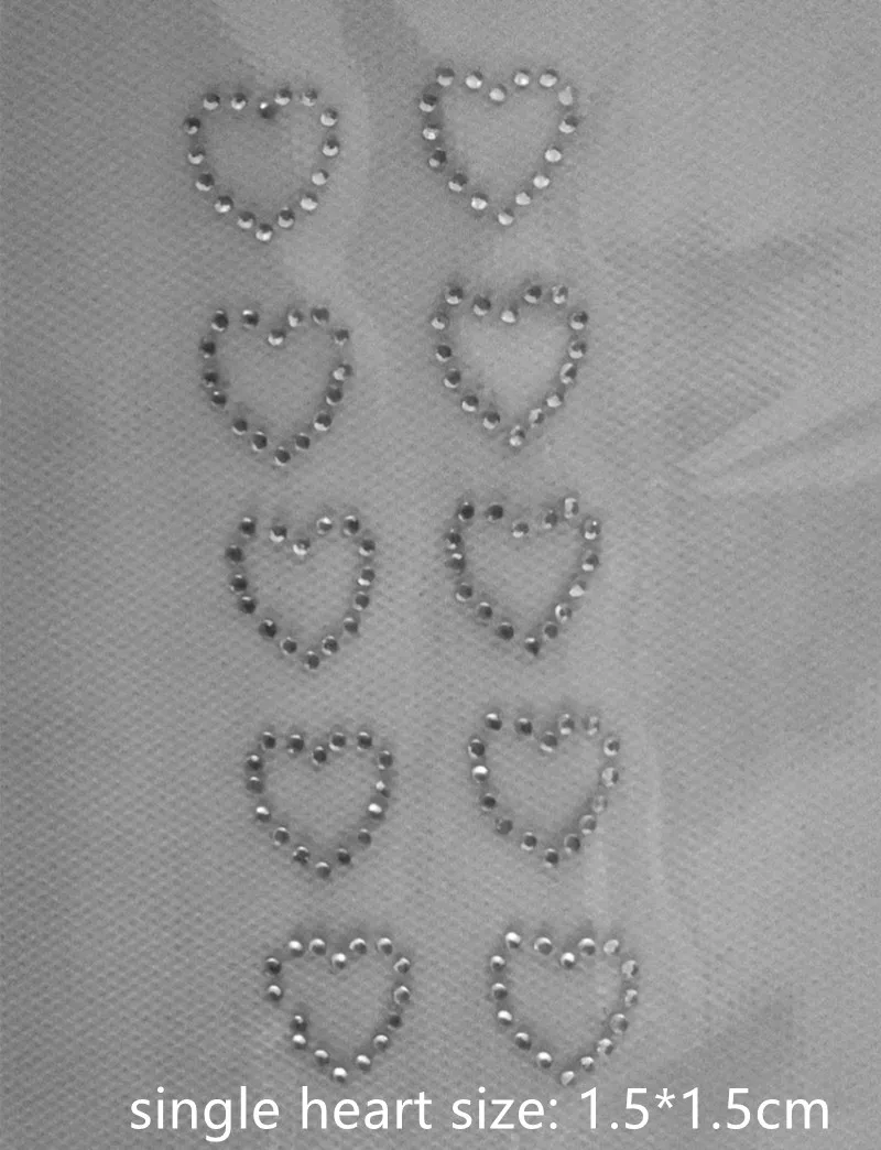 10pc/lot Little Heart Applique Iron On Rhinestone Transfer Iron On