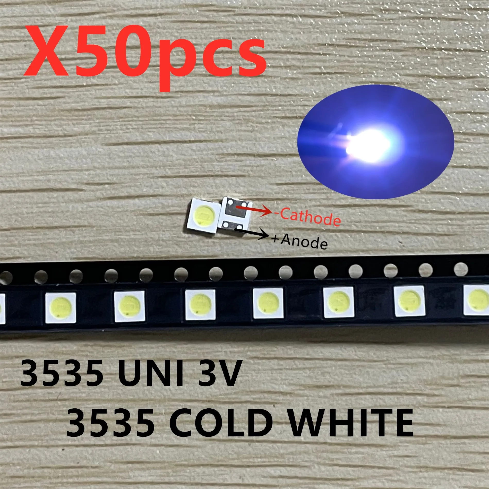 SAMIROB 50-100 Stück Original LED LED 2W 6V / 1W 3V 3535 Kaltweiß LCD-Hintergrundbeleuchtung für TV – Detail 4