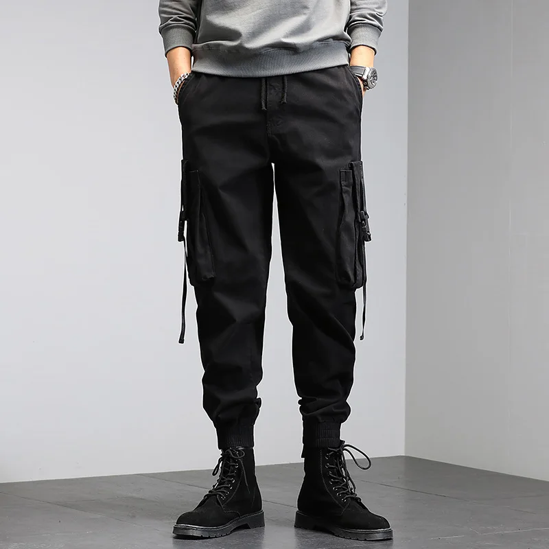 Single Road Mens Cargo Pants Men 2022 Baggy Hip Hop Ribbon Fashion Techwear Joggers Male Trousers Streetwear Casual Pants Men black khaki pants