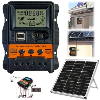 10A/20A/30A Solar Regulator PWM Controller 3-Stage PWM Solar Panel Battery Regulator Solar Charge Regulator for Solar Panels
