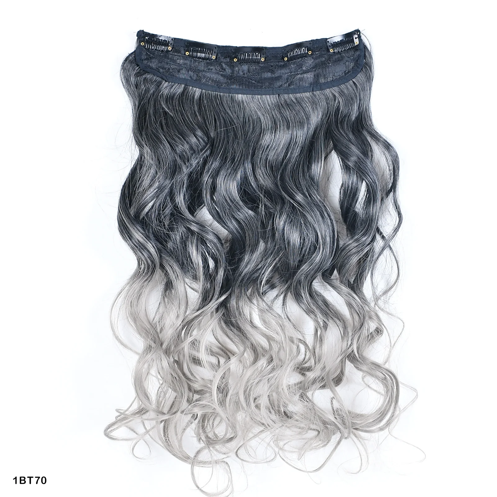 Extension capelli sintetici con clip lunga liscia grigia donna_voghion.com