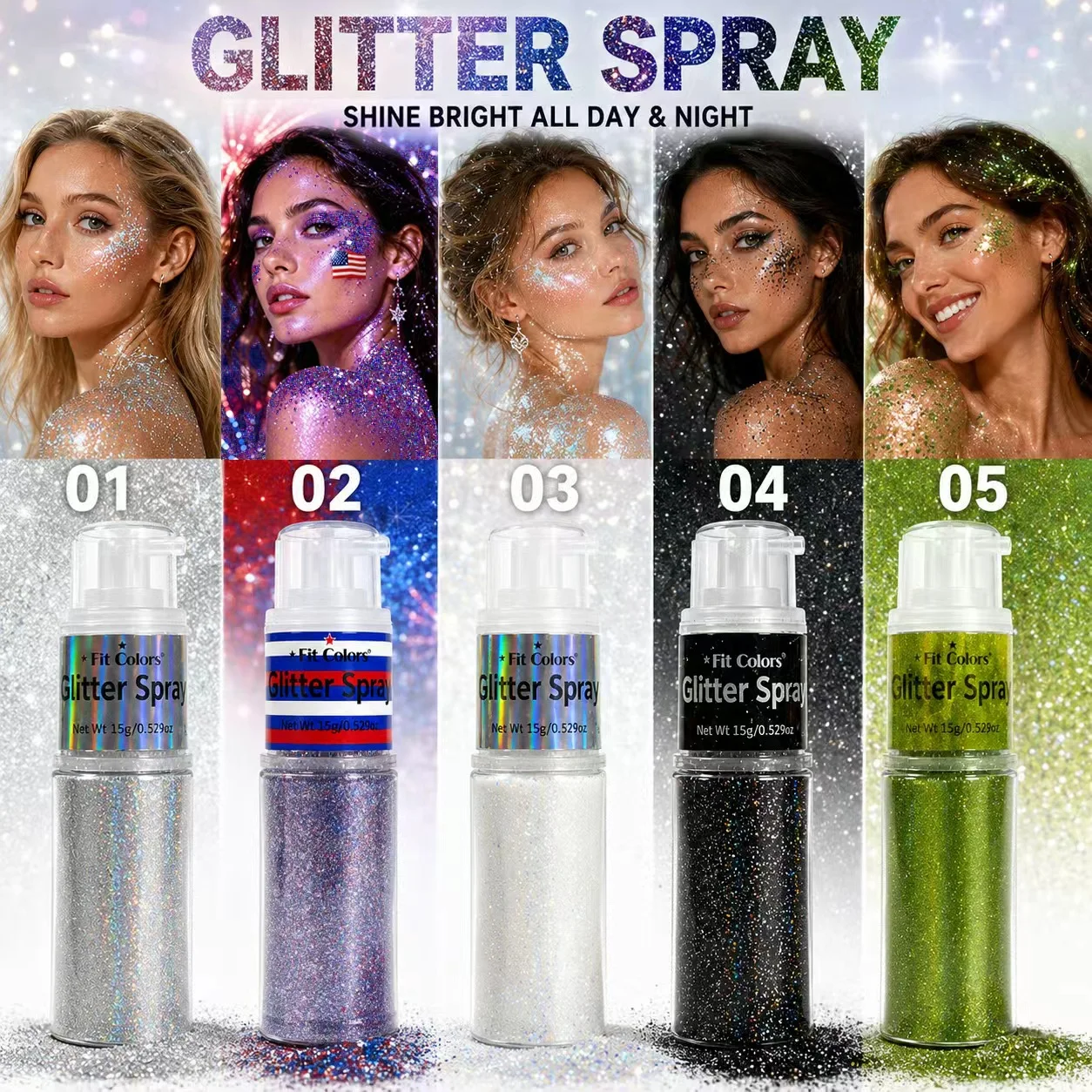 Enhance your special occasions with our Glitter Spray - Long-Lasting, Waterproof Shimmer Highlighter