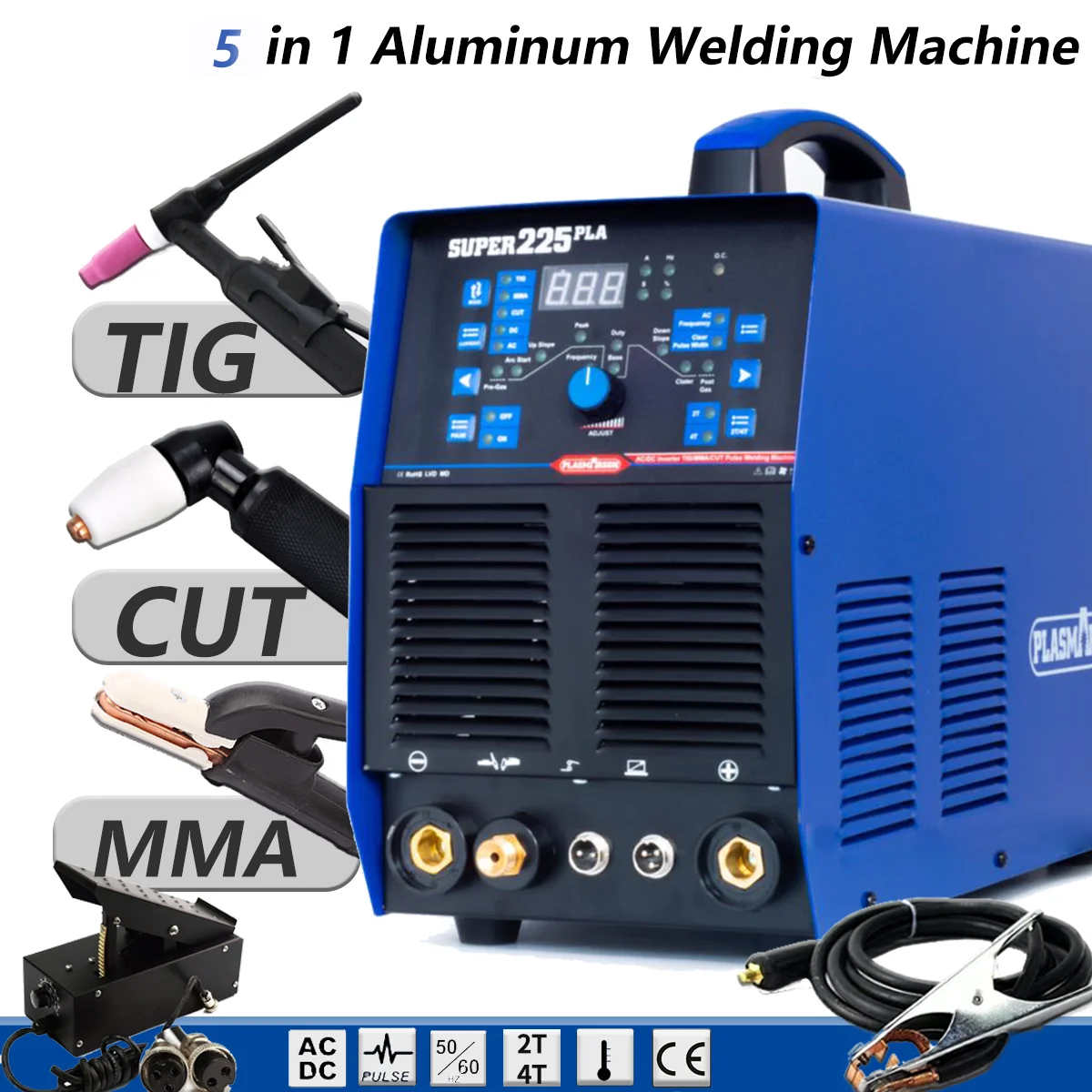 Plasmargon-soldador semiautomático 4 en 1, máquina de soldadura Mig/LIFT  TIG/MMA IGBT, inversor MIG, sin Gas - AliExpress