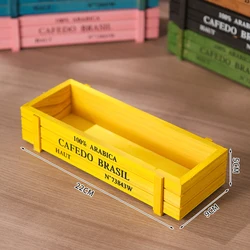 Rustic Vintage Wooden Flowerpot for Home and Garden Decor (Yellow)
