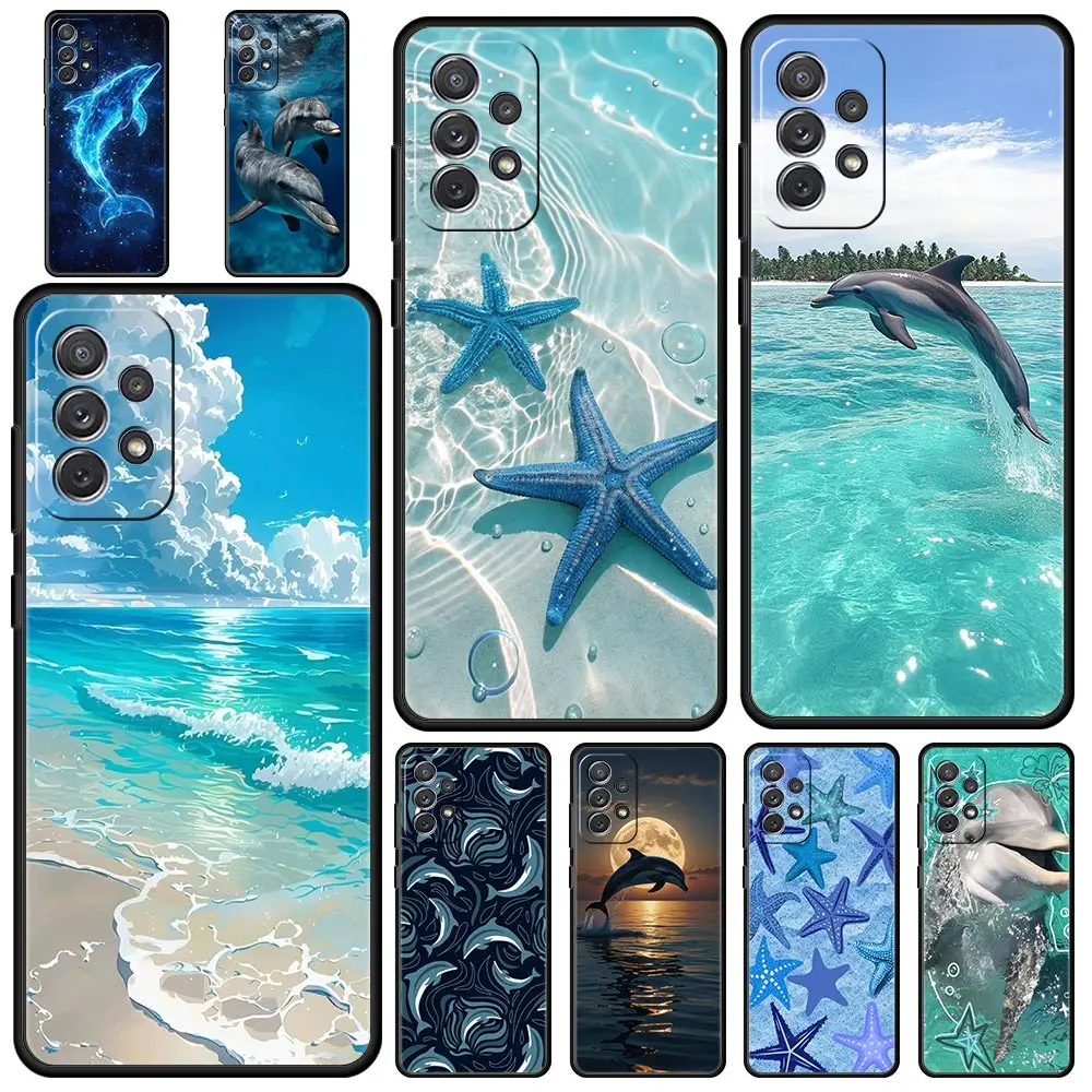 Ocean Dolphin Design Phone Case – Artistic Blue Sea Background Cover