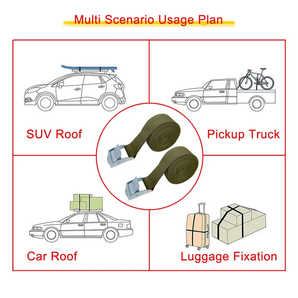 2pcs 5M Cargo Tie Down Strap cargo tie down strap Car Tension Rope Strong Ratchet Belt Car Luggage Bag For Truck Motorcycle Bike Boat